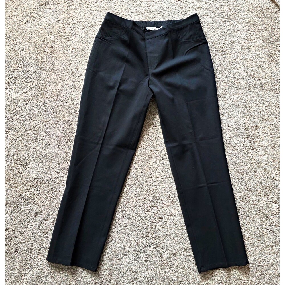 Isaac Mizrahi Pull On Straight Leg Pants Black 14P  14 Petite Stretch A266693